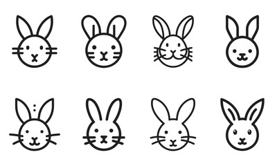 Set of Rabbit line art logo design vector illustration.
