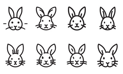 Set of Rabbit line art logo design vector illustration.