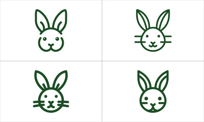 Set of Rabbit line art logo design vector illustration.