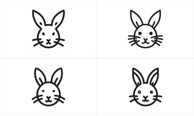 Obraz premium Set of Rabbit line art logo design vector illustration.