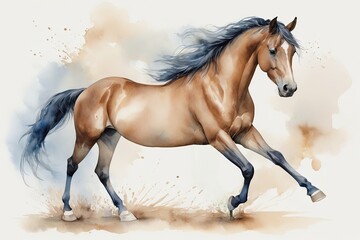 Obraz premium Watercolor Horse: A full-body watercolor painting of a horse