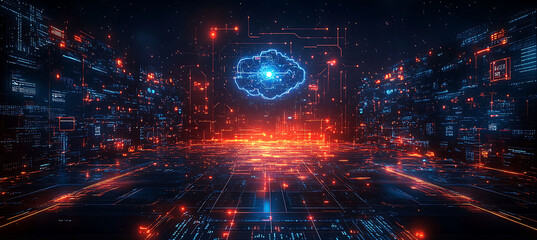 Fototapeta premium Ai wealth management for retail banking visualized in a poster where artificial intelligence predicts investment opportunities and guides asset management