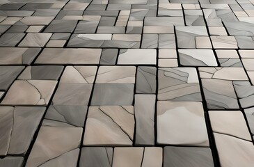 patterned floor tiles grey and white color, floor background low-angle.