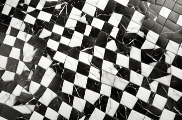 distorted checkered pattern black white tiles optical illusion