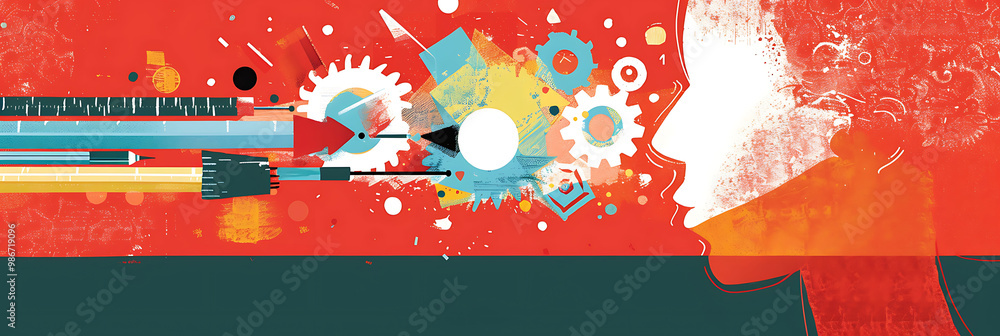Poster ai driven educational content creation education technology illustrated in an abstract composition w