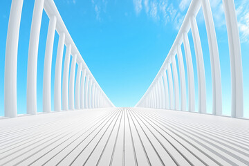 Obraz premium A bright and open walkway leading towards the horizon under a clear blue sky during daylight