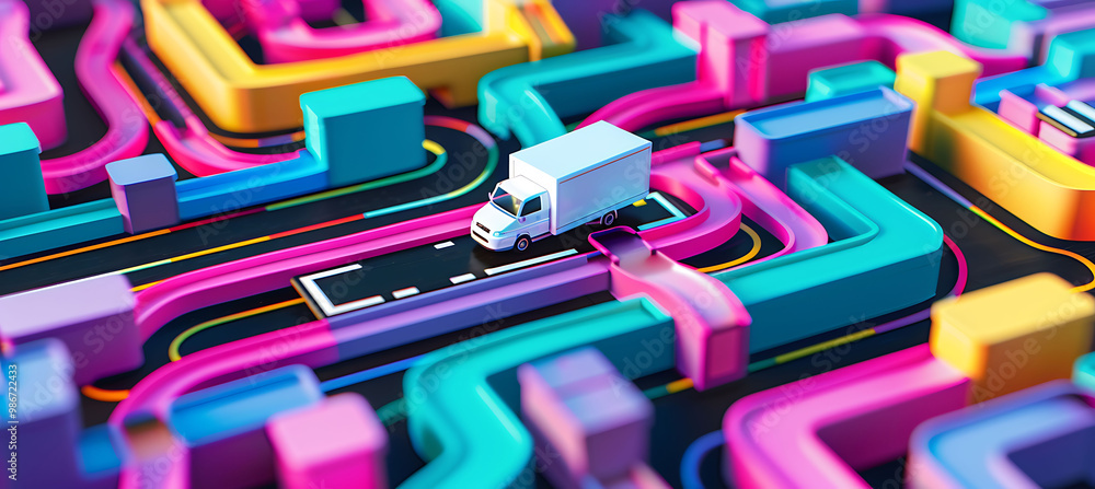 Poster ai driven lastmile delivery automation logistics automation depicted in a collage where artificial i