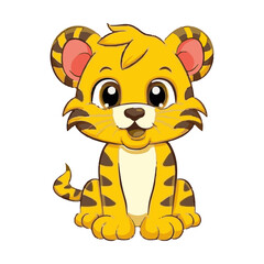 Tiger baby vector art and illustration