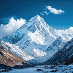 Majestic K2 mountain peak against a clear blue sky