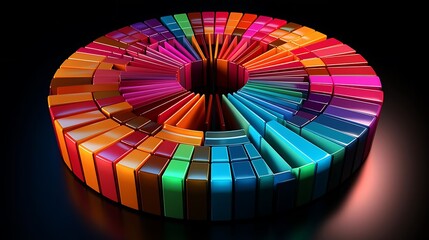 Obraz premium A colorful 3D visualization of data arranged in a circular pattern.