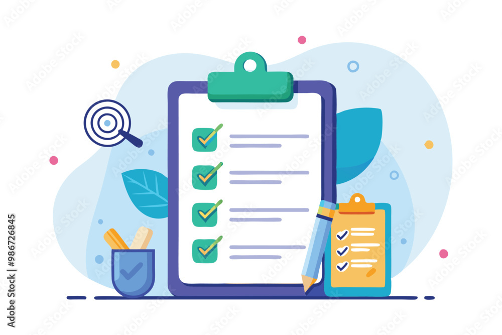 Poster a checklist is designed for personal goal setting and tracking completion with colorful markers and 
