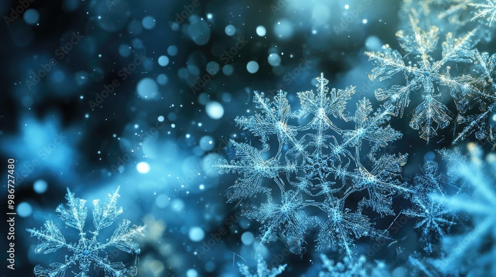 Aufkleber a stunning close-up of intricate snowflakes, showcasing their unique patterns and delicate structure
