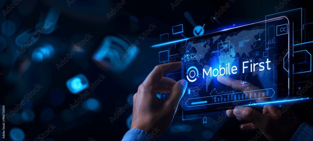 Poster the importance of prioritizing mobile in app and website design.