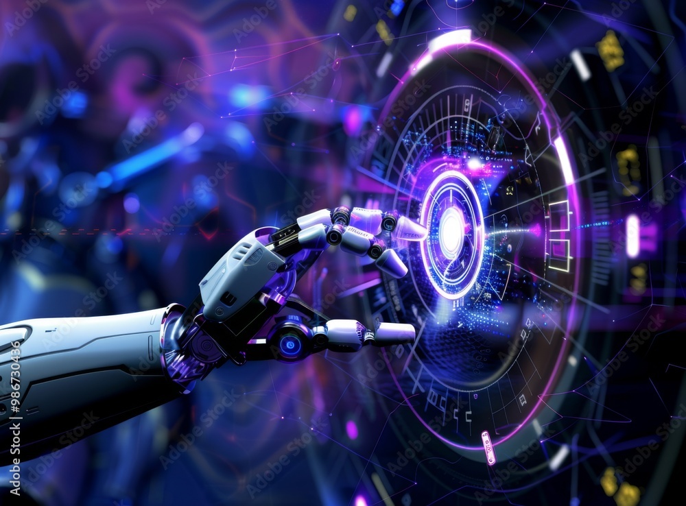 Poster robotic hand interacting with virtual interface