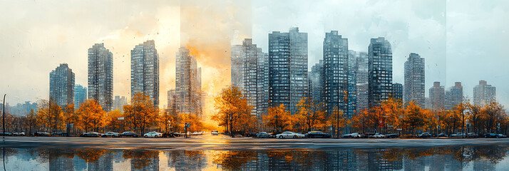 Fototapeta premium Aipowered environmental impact assessments environmental monitoring depicted in a collage where AI evaluates ecological effects and guides sustainable development