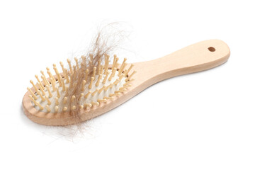 One brush with lost hair isolated on white