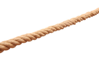 One brown braided rope isolated on white