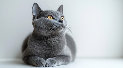 Vibrant Russian Blue Cat in Full Body Portrait