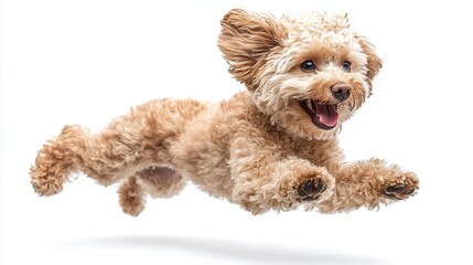 Excited Poodle Jumping in Full Body Photograph