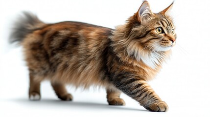 Noble Norwegian Forest Cat on White Background