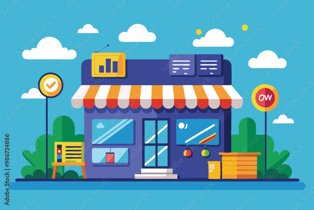 Poster a colorful ecommerce storefront with various features designed for online retail customization and b