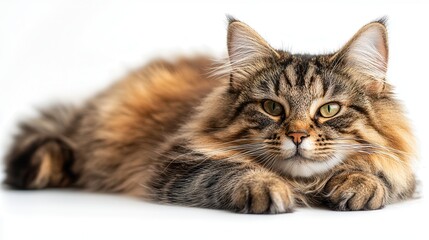 Relaxed Norwegian Forest Cat in Full Body Shot