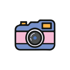 Photo camera vector icon with different colors. Photo camera logo icon design.
