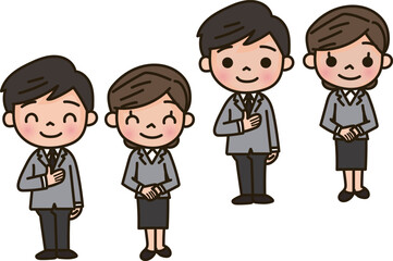 スーツの若い男女