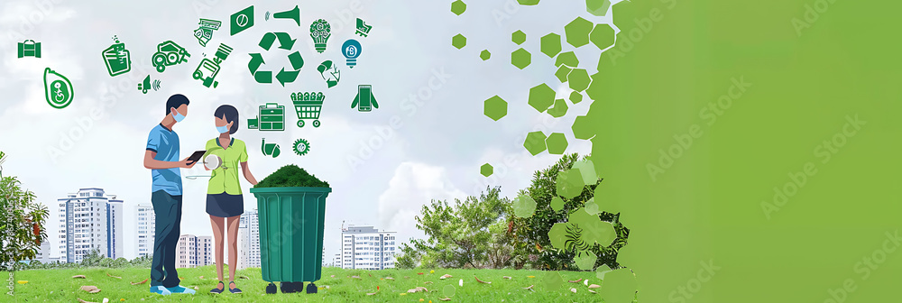 Poster ai-powered waste management solutions visualized an infographic illustrating how artificial intellig