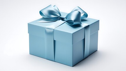 Obraz premium A blue gift box with a bow, symbolizing celebration and giving.