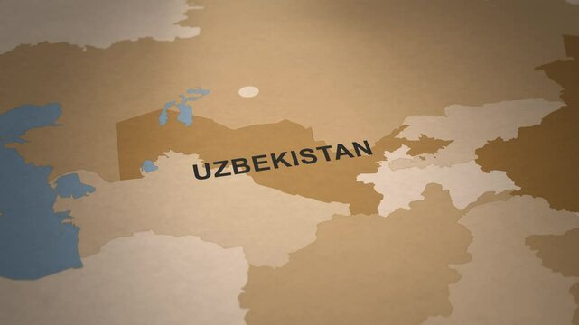 Old Paper Map of Uzbekistan