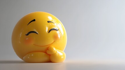 Fototapeta premium Shy Yellow Face with a Blushing Smile