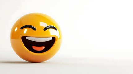 Fototapeta premium 3D emoticon Happy Yellow Face with a Big Smile isolated on white background