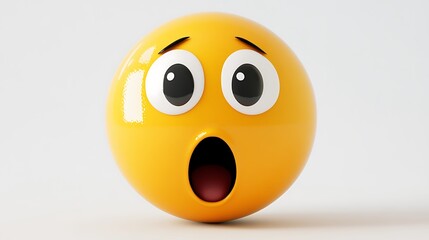 Fototapeta premium 3D Emoticon Shocked Yellow Face with Open Mouth isolated on white background