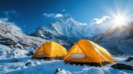 Group of Sherpas climbing K2 during a snowstorm, teamwork and survival in extreme conditions