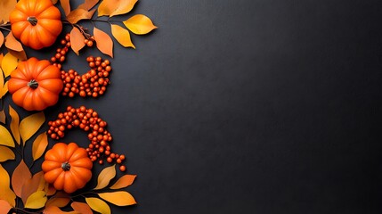 Vibrant Autumn Decoration with Pumpkins and Leaves