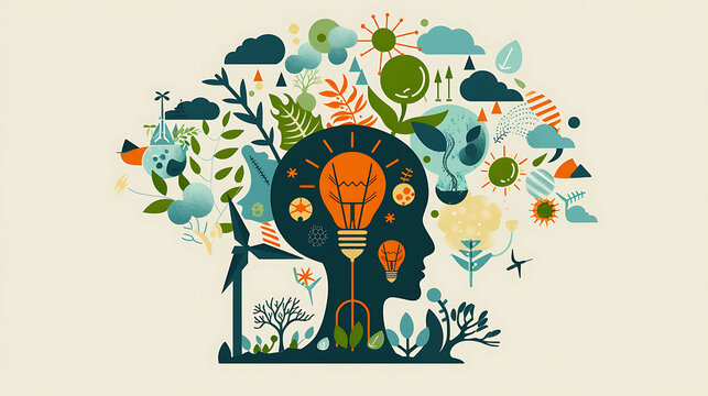 Clean energy innovation renewable energy driven by AI visualized in a poster that highlights AIs role in developing new renewable energy technologies