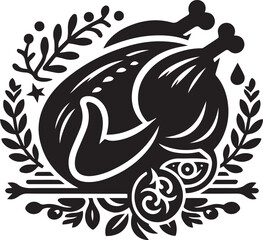 fillet chicken silhouette simple vector black and white