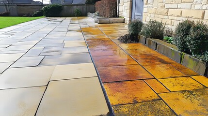 A Comparison of Cleaned and Uncleaned Patio Tiles