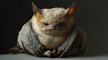 Close-up Portrait of a Bat with Furry Face and Sharp Claws