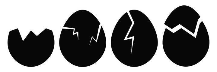 Broken eggs vector icon. Cracked egg icon set. Vector illustration