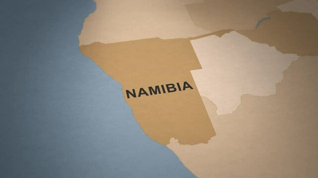Old Paper Map of Namibia