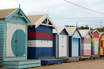 Brighton bathing boxes in the morning, Melbourne, Australia