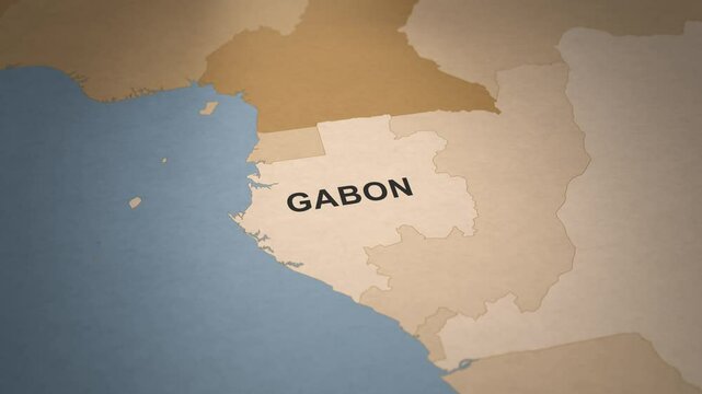 Old Paper Map of Gabon