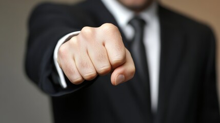 Fototapeta premium Businessman Hand Clenched Fist Close Up