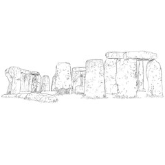 Stonehenge hand drawing linear