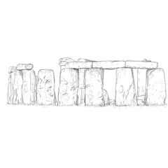 Stonehenge hand drawing linear