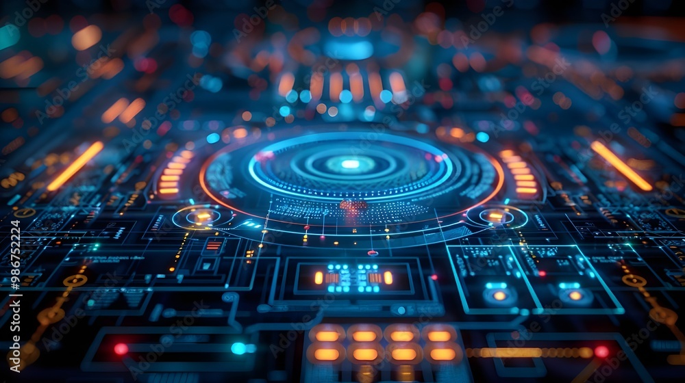Poster circuit board background. hi-tech communication concept. 3d rendering - generated ai