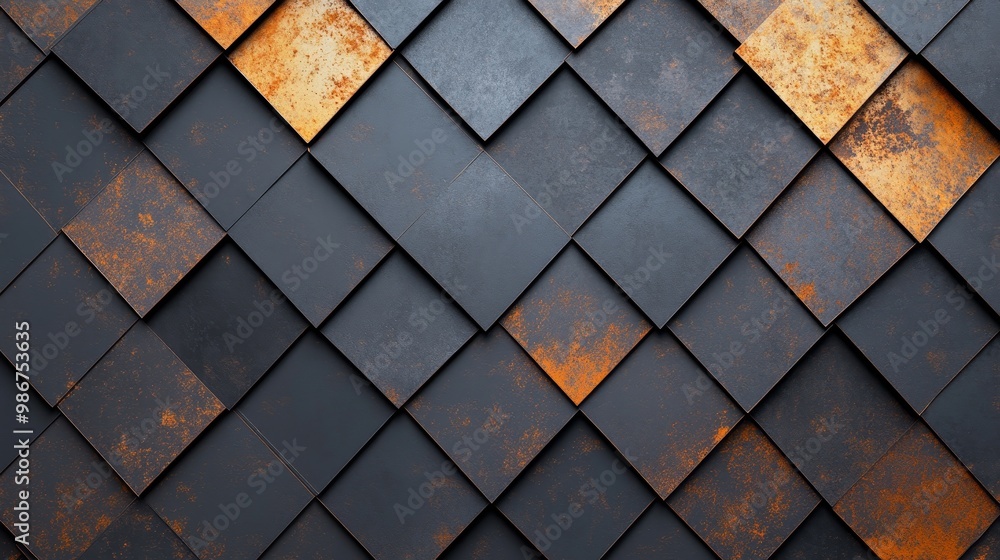 Poster textured metal surface with rust patterns and angles