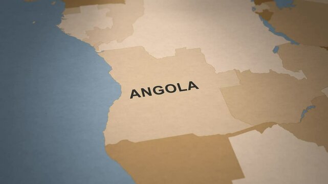 Old Paper Map of Angola